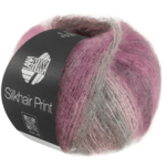 Lana Grossa Silkhair Print 436 Taupe/vert menthe/beige clair/cyclamen/bourgogne