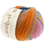 Lana Grossa Landlust Die Sockenwolle 129 Rose/Vieux rose/Bruyère/Vert jaune/Jaune/Orange/Menthe/Vert marin