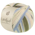 Lana Grossa Landlust Die Sockenwolle 722 Vert forêt/Écru/Bleu ciel/Beige clair/Jade
