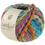 Lana Grossa Landlust Die Sockenwolle 825 Orange/Rose/Pistache/Bleu turquoise/Bleu pétrole/Blanc cassé/Gris foncé
