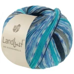 Lana Grossa Landlust Die Sockenwolle 823 Gris foncé/Noir/Vert marin/Turquoise/Bleu roi/Bleu pétrole/Blanc cassé/Bleu