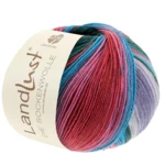 Lana Grossa Landlust Die Sockenwolle 126 Gris argent/Gris clair/Gris moyen/Framboise/Rouge foncé/Turquoise/Gris vert/Vert foncé