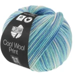 Lana Grossa Cool Wool Print 844 Turquoise/Bleu clair/Bleu azur/Blanc cassé