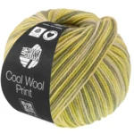 Lana Grossa Cool Wool Print 843 Beige vert/Lime/Vert gris/Vert réséda