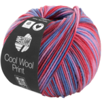 Lana Grossa Cool Wool Print 836 Tomate/Rose lilas/Bleu colombe/Bleu violet/Rouge vin/Rouge foncé