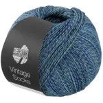 Lana Grossa Vintage Socks 1014 Marine/turquoise/gris/bleu nuit chiné
