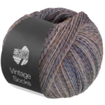 Lana Grossa Vintage Socks 1018 Beige/gris clair/gris foncé/orange/brun foncé chiné