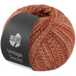 Lana Grossa Vintage Socks 1012 Rouille/rouge foncé/jaune/orange/crème chiné