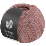 Lana Grossa Vintage Socks 1011 Rose/violet/abricot/jaune pâle chiné