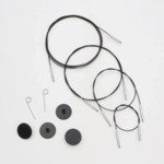 KnitPro Thin & Flex Câble, Noir Argent Swivel, 40–150 cm