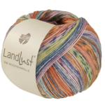 Lana Grossa Landlust die Sockenwolle Seide 336 Saumon/Orange/Gris/Menthe/Rose/Jaune citron/Bleu gris rayé