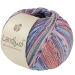 Lana Grossa Landlust die Sockenwolle Seide 334 Turquoise/Bleu ciel/Violet/Rose/Saumon/Gris-/Rose clair rayé