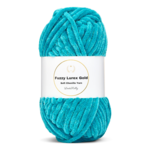 LindeHobby Fuzzy Chenille Gold Lurex 31 Turquoise