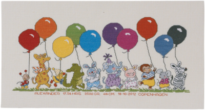 Kit de broderie Animaux avec ballons 22 x 42 cm R5301