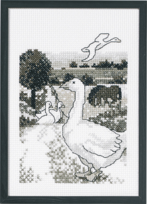 Kit de broderie Oies dans le champ 20 x 29 cm