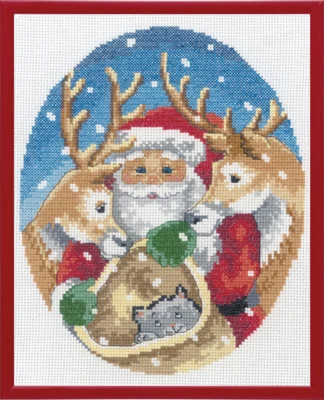 Kit de broderie Père Noël avec renne R5798 20 x 25 cm