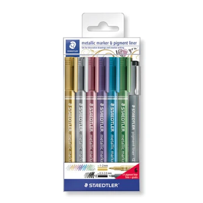 STAEDTLER Marqueur métallisé &amp; liner pigmentaire, 6 + 1 pc