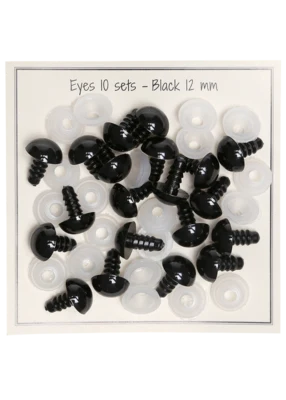 Go Handmade Safety Eyes Noir 12mm (10 paires)