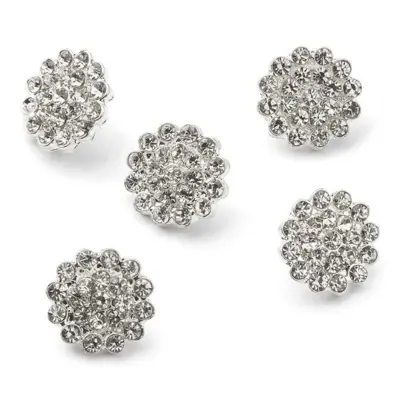 HobbyArts Boutons en strass, blanc/argent, 9 mm, 5 pièces