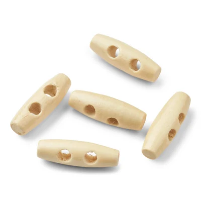 LindeHobby Boutons Duffel en Bois Blanc, 30 mm, 5 pcs