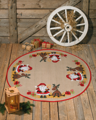 Kit de Broderie Père Noël & Élan 120Ø cm